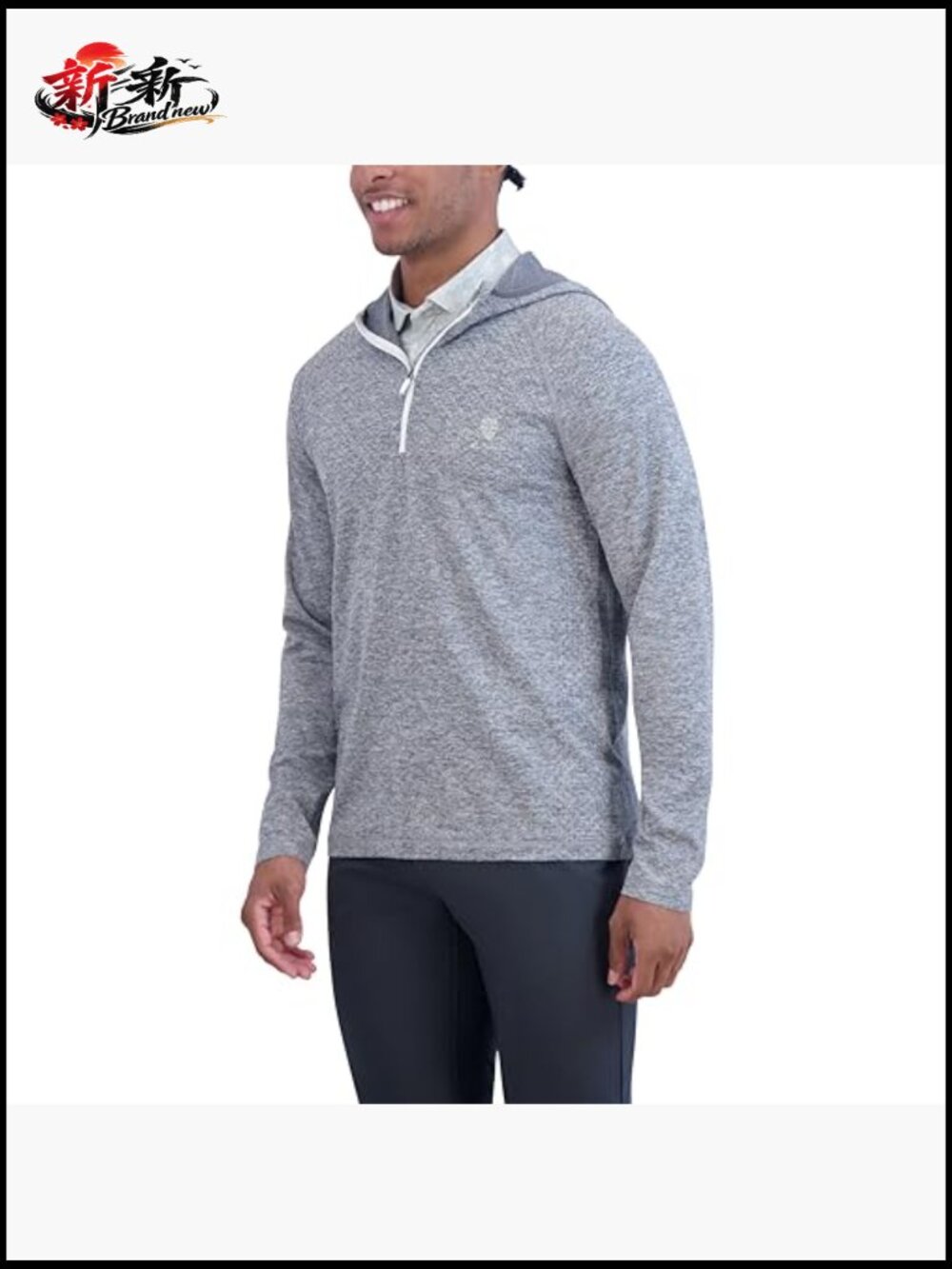 Men's Lightweight Quarter Zip Pullover Hooded Sweater for Golf & Casual - Picture 2 of 4